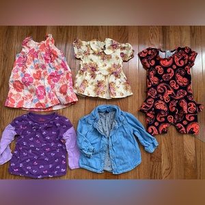 5 baby infant girl floral print tops romper dress jean jacket Janie Jack gap lot